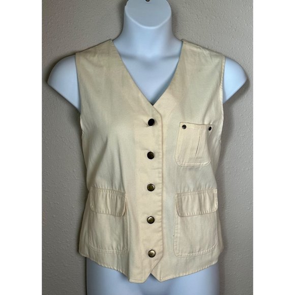 WOMENS BON JOUR VEST/BLOUSEI IN BUTTER YELLOW SIZE LARGE - Picture 1 of 7